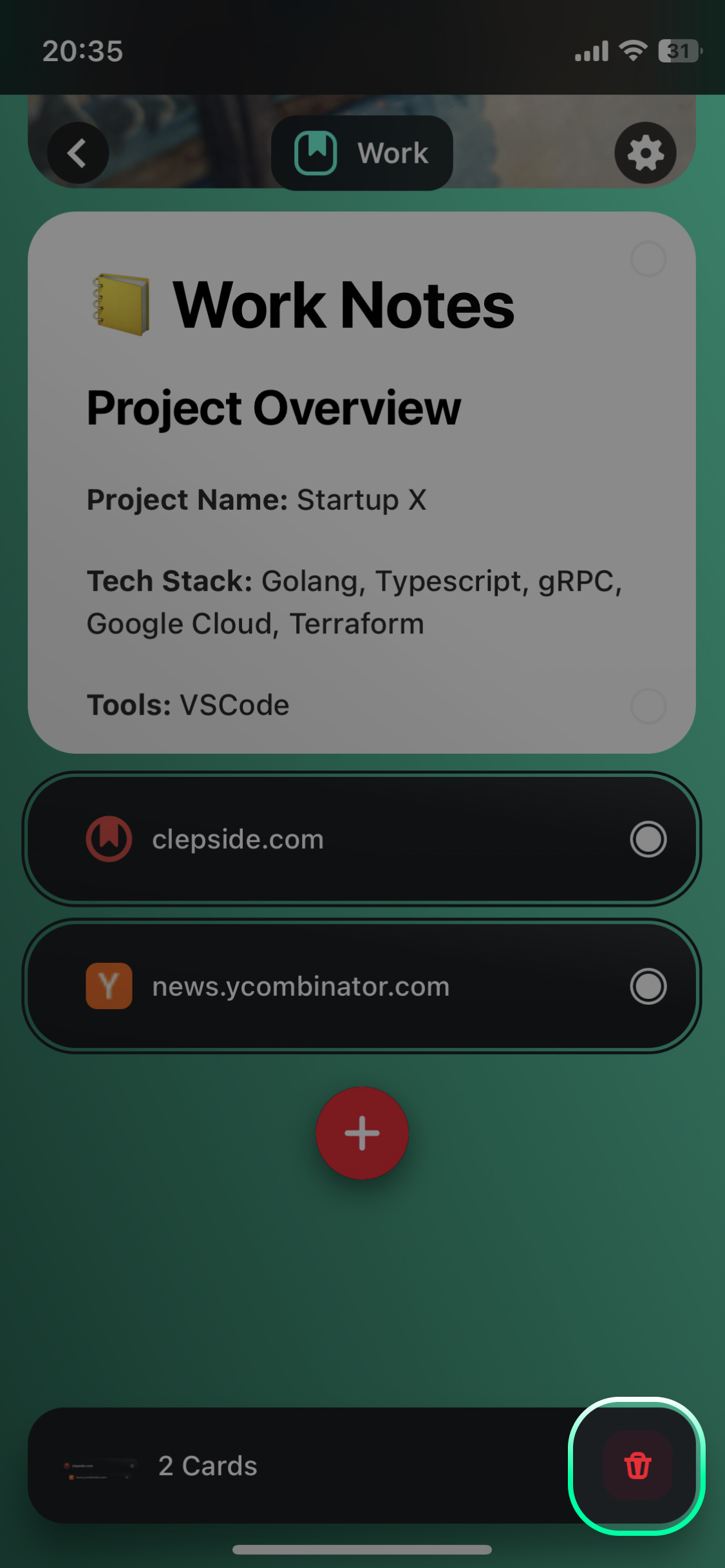 Tap the **Bin icon** in the selection bar